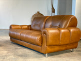1970er Jahre Vintage Cognac Leder 2-Sitzer Sofa und Sessel Set
