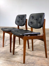 6er Set Mid-Century Teak Holz Stühle Dining Chairs Leder