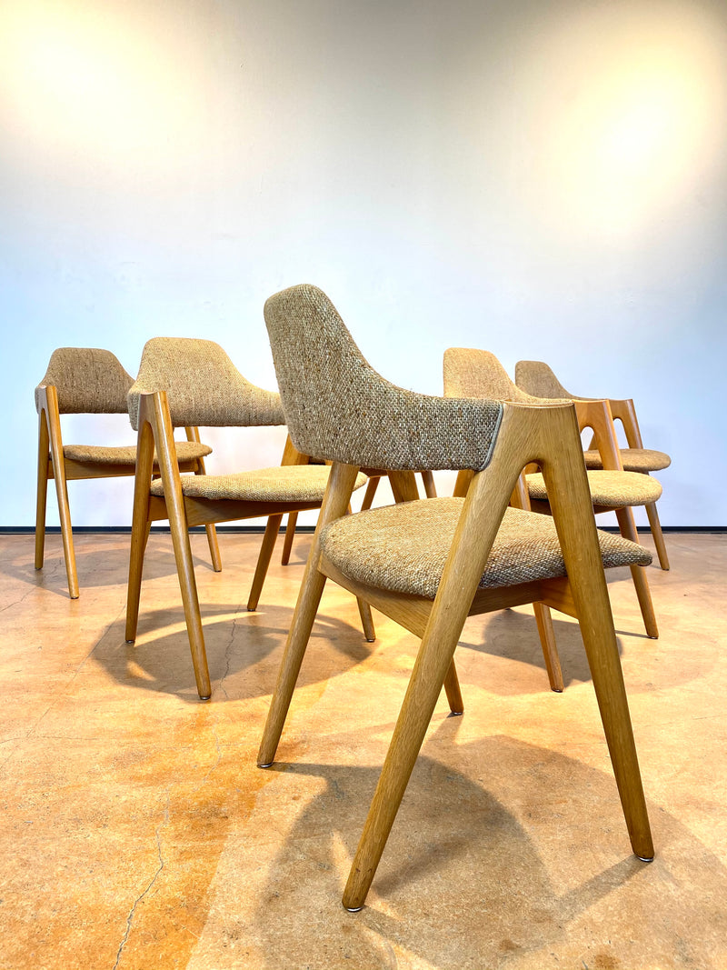 Kai Kristiansen Kompass Dining Chairs Esszimmer Stühle Eiche 1960er
