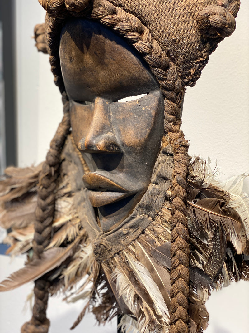 Afrikanische Dan Maske Afrika Elfenbeinküste Holz Federn