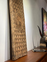 Alte Massiv Holz Tür Relief Nuristan Geschnitzt Ornamente Heilige Geometrie