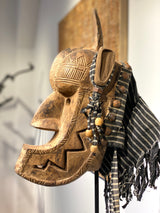 Bamana (Bambara) Hyänen Maske Aus Mali Afrika Hartholz Mit Ornamenten