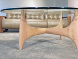 Couchtisch Skandinavisch Midcentury Teak Holz Massiv Rund Glas 120cm