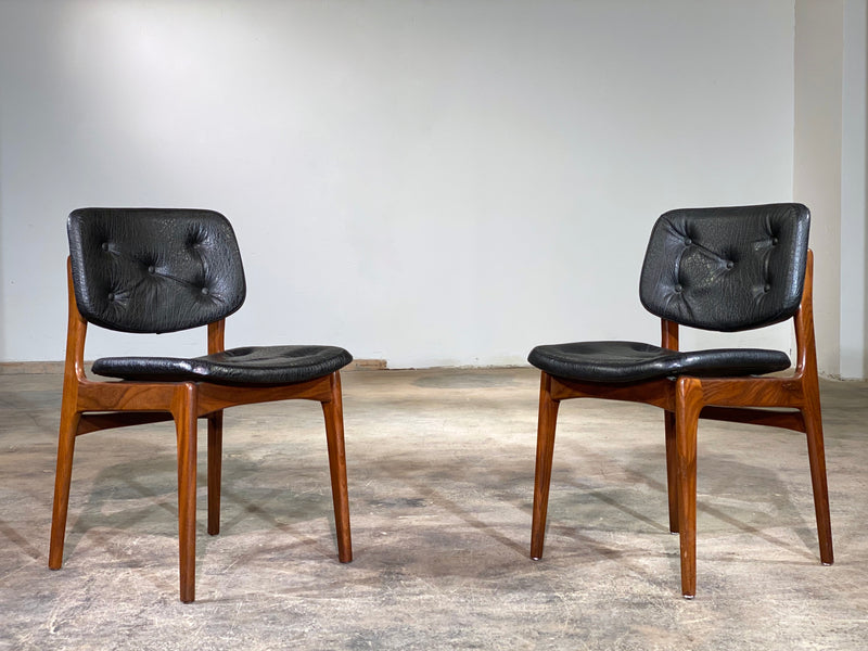 6er Set Mid-Century Teak Holz Stühle Dining Chairs Leder