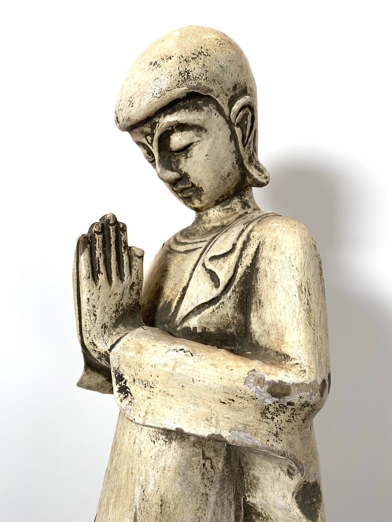 Antike Burmesische Myanmar Buddha Statue Figur Skulptur Aus Hartholz Massiv